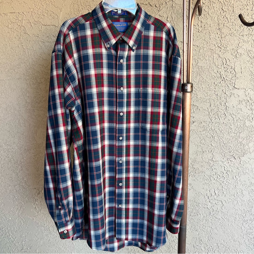 Vintage Sir Pendleton Worsted Wool Button Front Shirt Size L Long